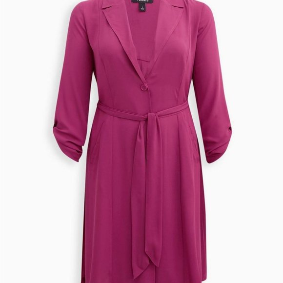 NWT Torrid Magenta Chiffon Trench Coat 1X 14-16 Plus - Picture 5 of 11